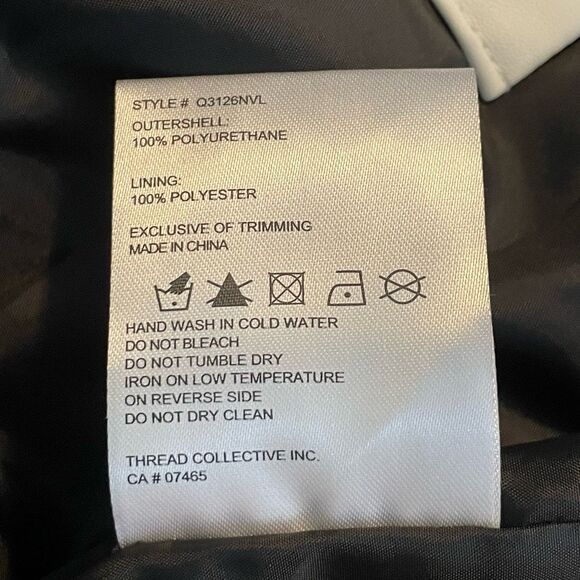 NVLT Vegan Leather Belted Shacket Jacket Ivory Snap‎ Front Long Line S - Picture 9 of 9